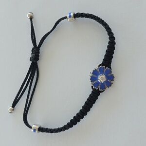 Braslet silver 925 with zirconia and black string